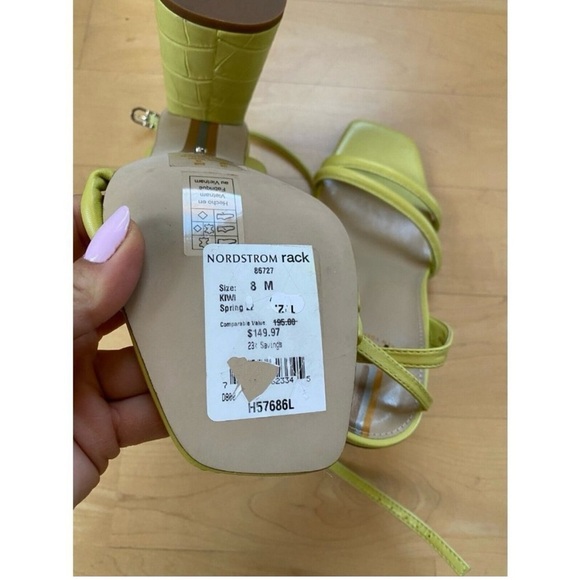 SAM Edelman Bnwot "Kia" Ankle Strap Block Heel Lime Green Women New - Picture 8 of 10